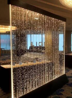 水幕墙屏风大型压克力气泡墙流水造景鱼缸客厅水景隔断装饰酒柜