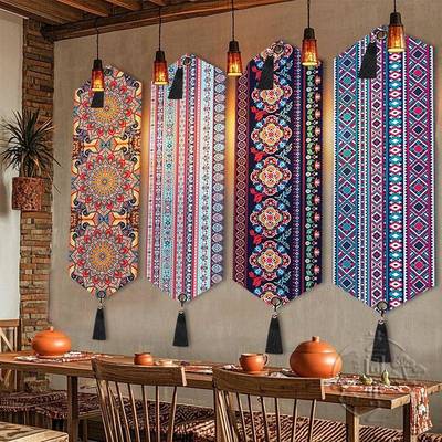 民谣酒吧装饰三角旗挂布民宿氛围背景墙布长条装饰品布艺布置定制