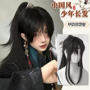 古风假发男生长发全头套式李火旺新中式高马尾古装汉服少年感假发
