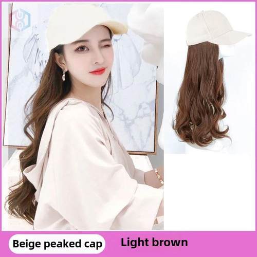 网红帽子头发一件式假发女性全头饰人造头发假时尚假发女性长发棒