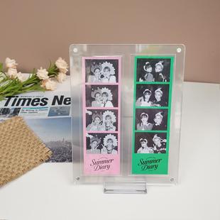带卡槽覆膜磁吸亚克力透明卡砖人生四格小卡书签照片专用相框摆台