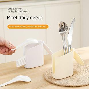 桌面勺子沥水收纳盒家用装小勺子调羹收纳整理盒带盖防尘勺笼勺筒