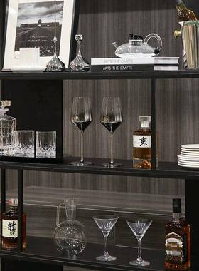 现代简约样板间酒柜软装搭配售楼处客厅柜酒杯酒具装饰品摆件