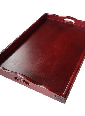 崇拜托盘家用水杯托盘暗红色木托盘长方形香炉香盘为神方托盘