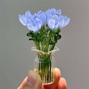 淄博手工琉璃小花朵仿真花束插花玻璃永生花礼物清新桌面装饰摆件