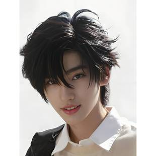 假发男狼尾三七分刘海cos中长发自然蓬松少年感日常透气全头套