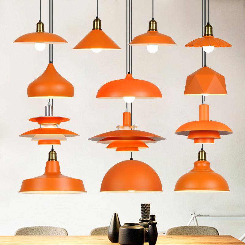 橙色工业风吊灯店铺商用单头装饰餐饮店餐桌吧台卡座现代简约灯罩