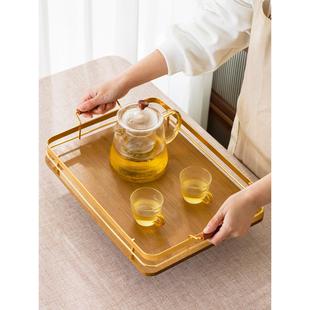 家用轻奢托盘长方形网红ins风放茶杯水杯收纳拖盘餐盘子水果茶盘