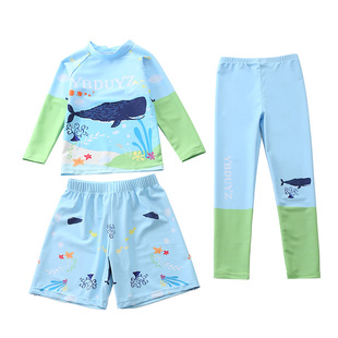 儿童泳衣男d童2022新款冬季宝宝温泉泳装男孩分体长袖保暖游泳衣