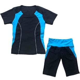 游泳衣女保守分体平角裤 泡温泉胖人MM套 遮肚显瘦小清新学生M大码