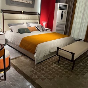 黑檀木實木床主臥家用現代簡約輕奢大床1.T8米雙人軟包婚床 新中式