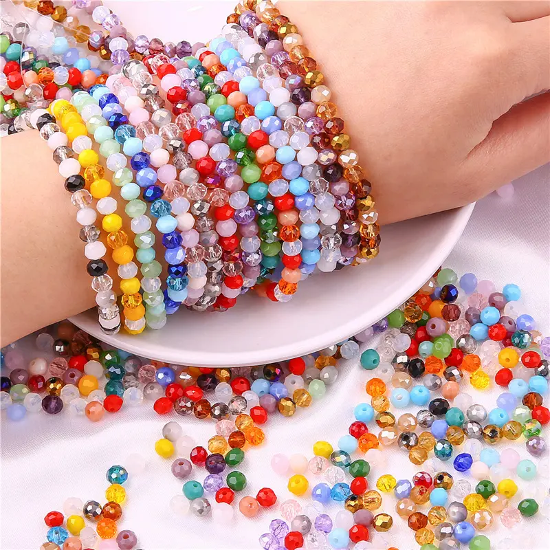 6mm水晶玻璃车轮珠子手工手串隔珠切面算盘珠配饰材料散珠