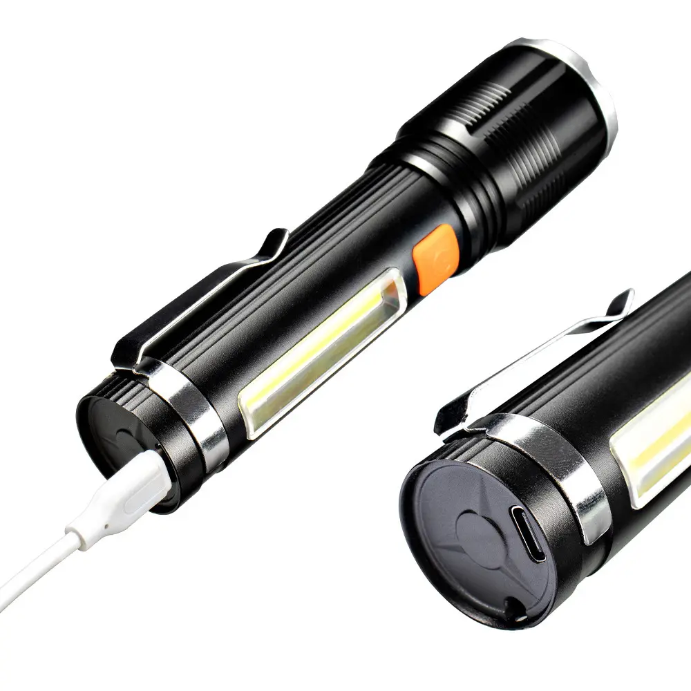 新款户外多功能防水p50高亮带ob侧灯长续航铝合金防摔