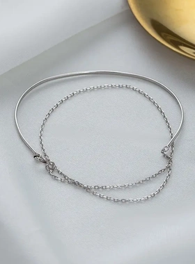 s925银渐冻人手链女双层冷淡风手环小众设计感ins闺蜜手饰