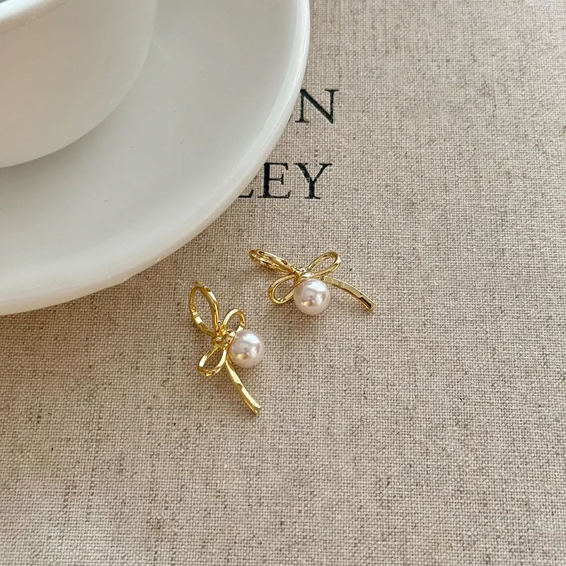 韩系ins结珍珠耳扣小众简约百搭耳环气质轻奢高级感耳饰