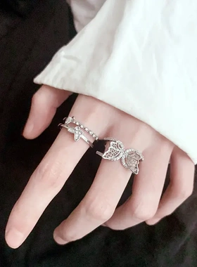 小众设计戒指女ins潮网红时尚复古个性开口食指环