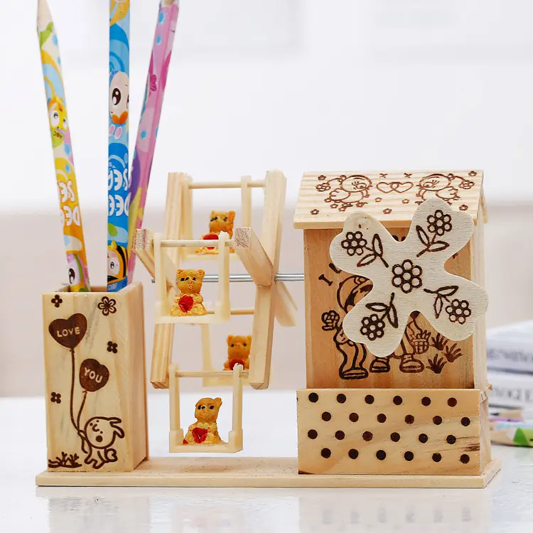 彩色风车音乐盒 木质音乐风车怀旧家居摆件 发条式八音盒创意礼物