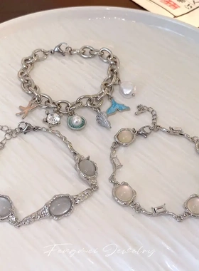 蓝色滴油鱼尾贝壳海星手链女轻奢甜美个性手环闺蜜气质小清新手饰