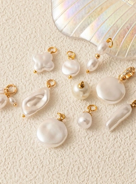 吊坠活口圈项链独立站珍珠十字架圆形多珍珠吊坠