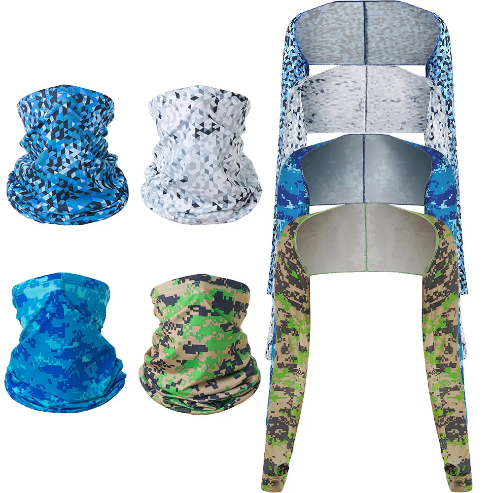 户外防晒脖套冰丝袖套运动头巾夏季钓鱼登山徒步男女骑行面罩围脖