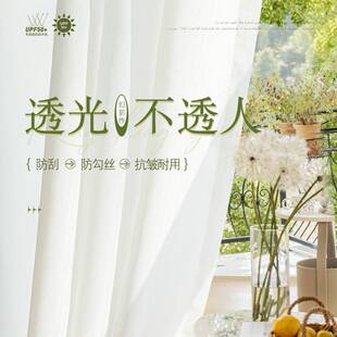 透光不透人加捻幻影纱窗帘白纱阳台飘窗窗纱成品白色轻奢客厅纱帘