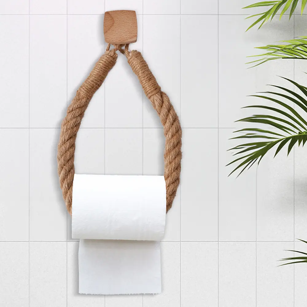 手工编织实木卷纸架  免打孔厕所纸巾盒毛巾洗脸巾置物架 源头厂