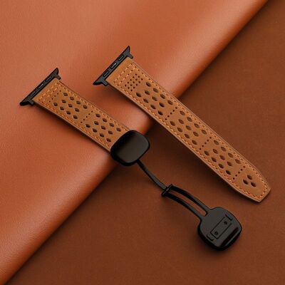 透气疯马皮质适用oppowatch3/X/2/3pro/4pro手表表带磁吸运动男女