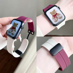 新款硅胶拼色磁吸OPPO适用OPPOwatch4/3pro表带3/se智能表带女ins