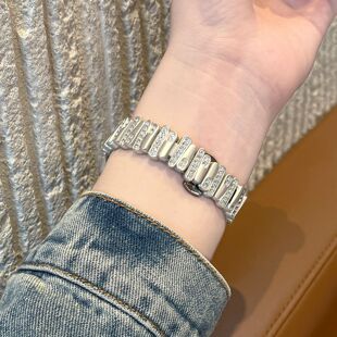 不规则镶钻适用oppowatch3/X/2/3pro/4pro手表表带金属男女高级se