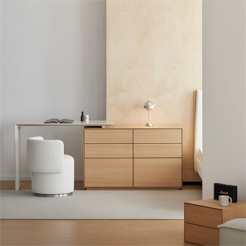 出乎生活莫伊梳妆台斗柜一体极简日式实木奶油风原木卧室化妆桌,住宅家具,梳妆台/桌,淘宝优惠券,粉丝福利购,淘宝优惠卷