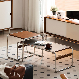 出乎生活里约茶几组合客厅家用小户型边几不锈钢长方形岩板茶台桌