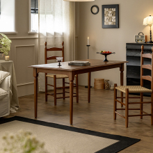 出乎生活罗曼餐桌全实木长桌中古风大板桌长方形餐厅桌子椅子组合