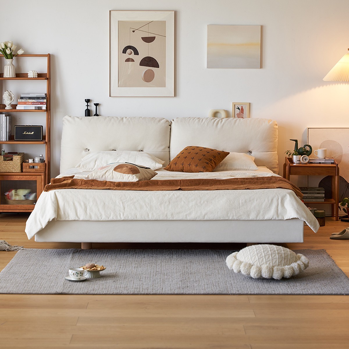 小半家具科技布云朵床奶油风