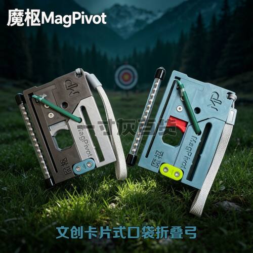魔枢卡片式口袋弹弓折叠创意解压玩具挂件户外皮筋钢珠弹弓