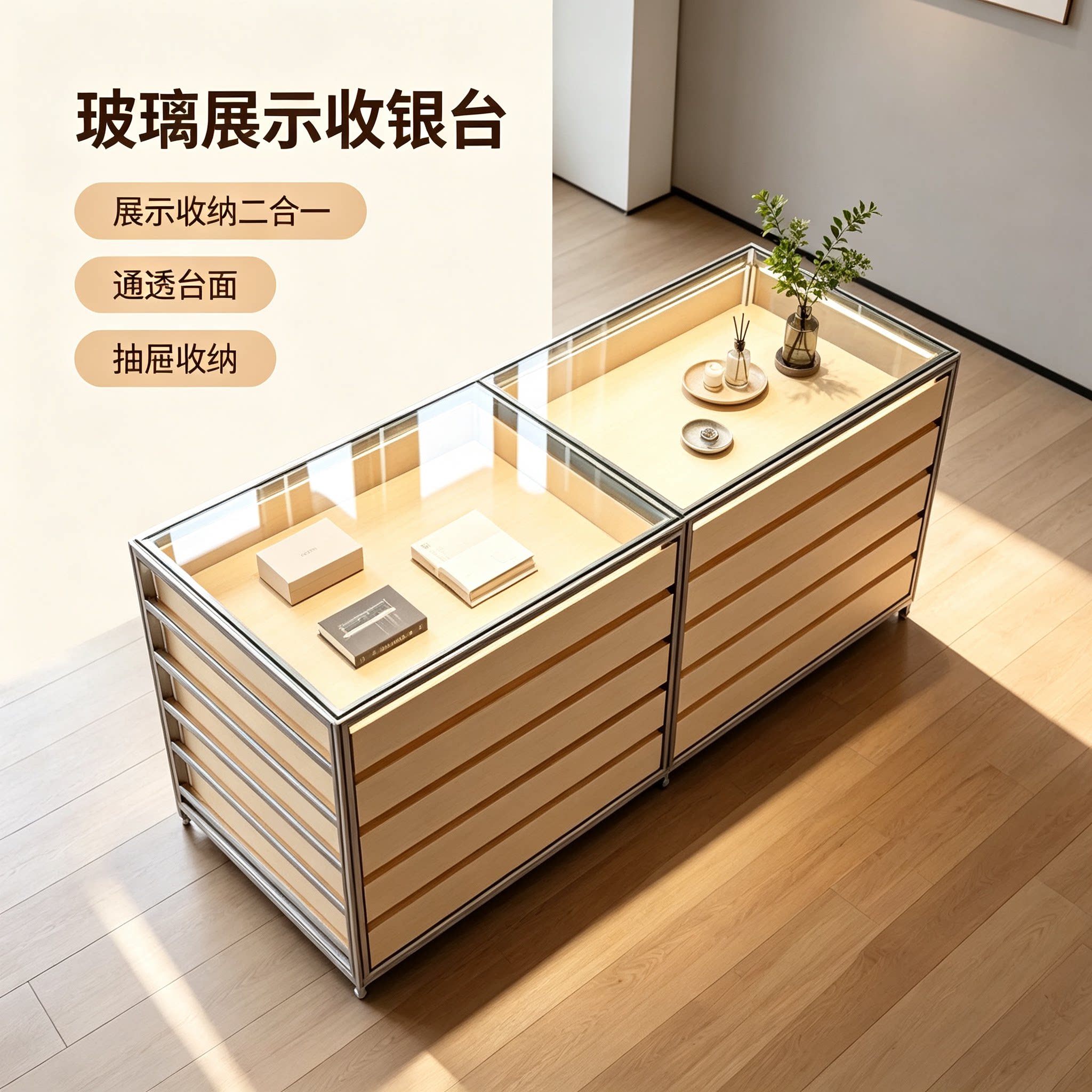 中岛台铝型材展示柜置物架定制