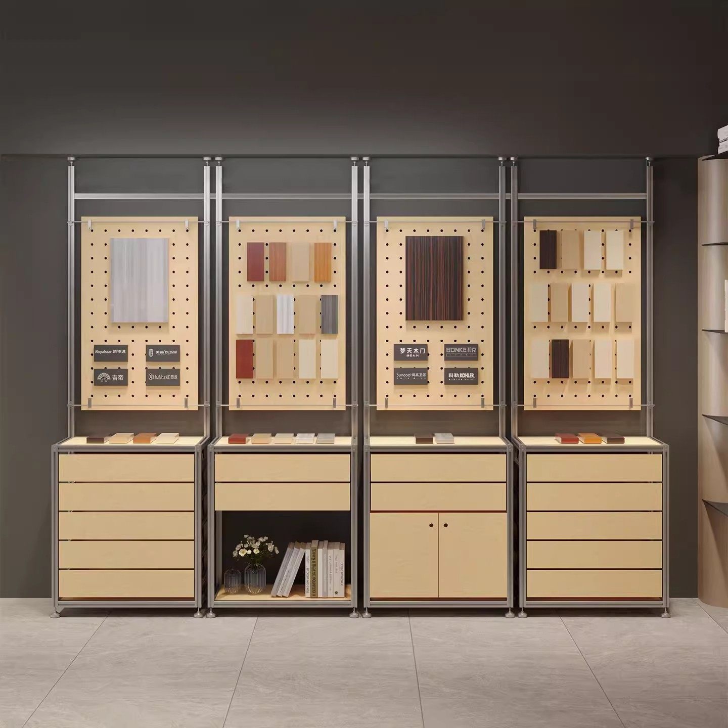 桦木海洋板铝型材展示柜落地收纳货架商超货柜洞洞板陈列柜,商业/办公家具,展示柜/陈列柜/展示架/货柜,淘宝优惠券,粉丝福利购,淘宝优惠卷