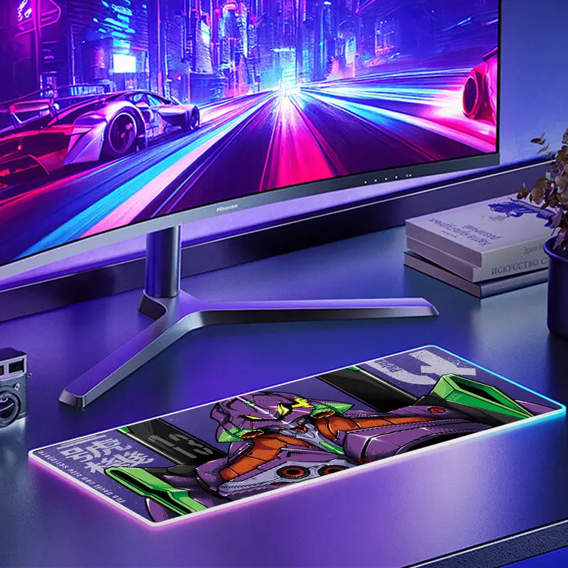 超大r游戏键盘垫鬼灭之刃动漫电竞炫彩发光鼠标垫办公书桌垫子