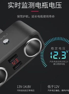 车载充电器车充 可点烟双usb120w一分二插座 sd-1925