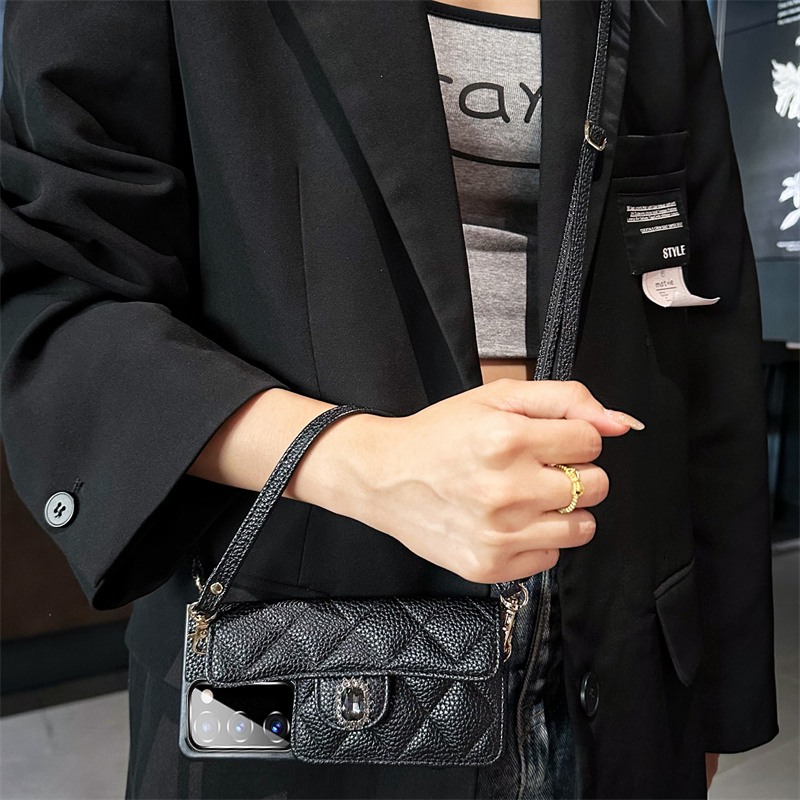 适用三星Fold6手机壳折叠屏Fold5小香风zfold4卡包GalaxyFold2斜跨绳欧美W25零钱包W24轻奢W23典藏版高级感潮