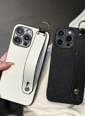 坎宁安适用于苹果16promax手机壳iphone15腕带支架14plus商务13便携12皮质11防摔xs懒人XR高档7情侣款8P防摔