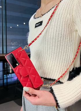 坎宁安适用于三星Fold6手机壳折叠屏Fold5插卡套zfold3斜跨绳GalaxyFold2零钱包W25小香风小众便携W24时尚W23