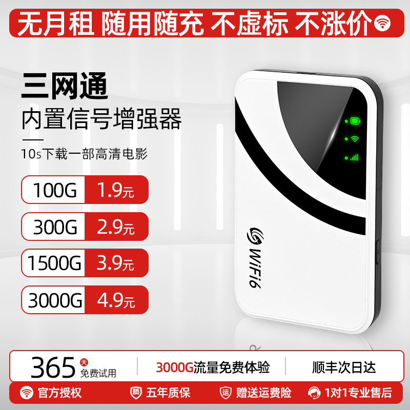 【首年免费】2025新款随身无线wifi6全网通便携式无限速上网卡热点全国通用家用路由器车载流量高速移动网络