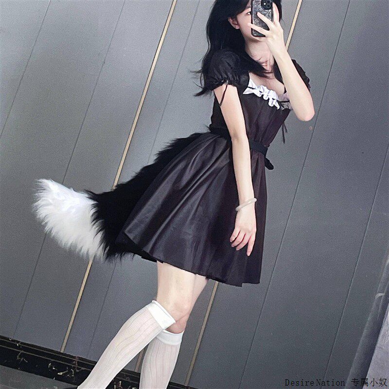 手作兽耳狐娘Lolita毛绒尾巴道具