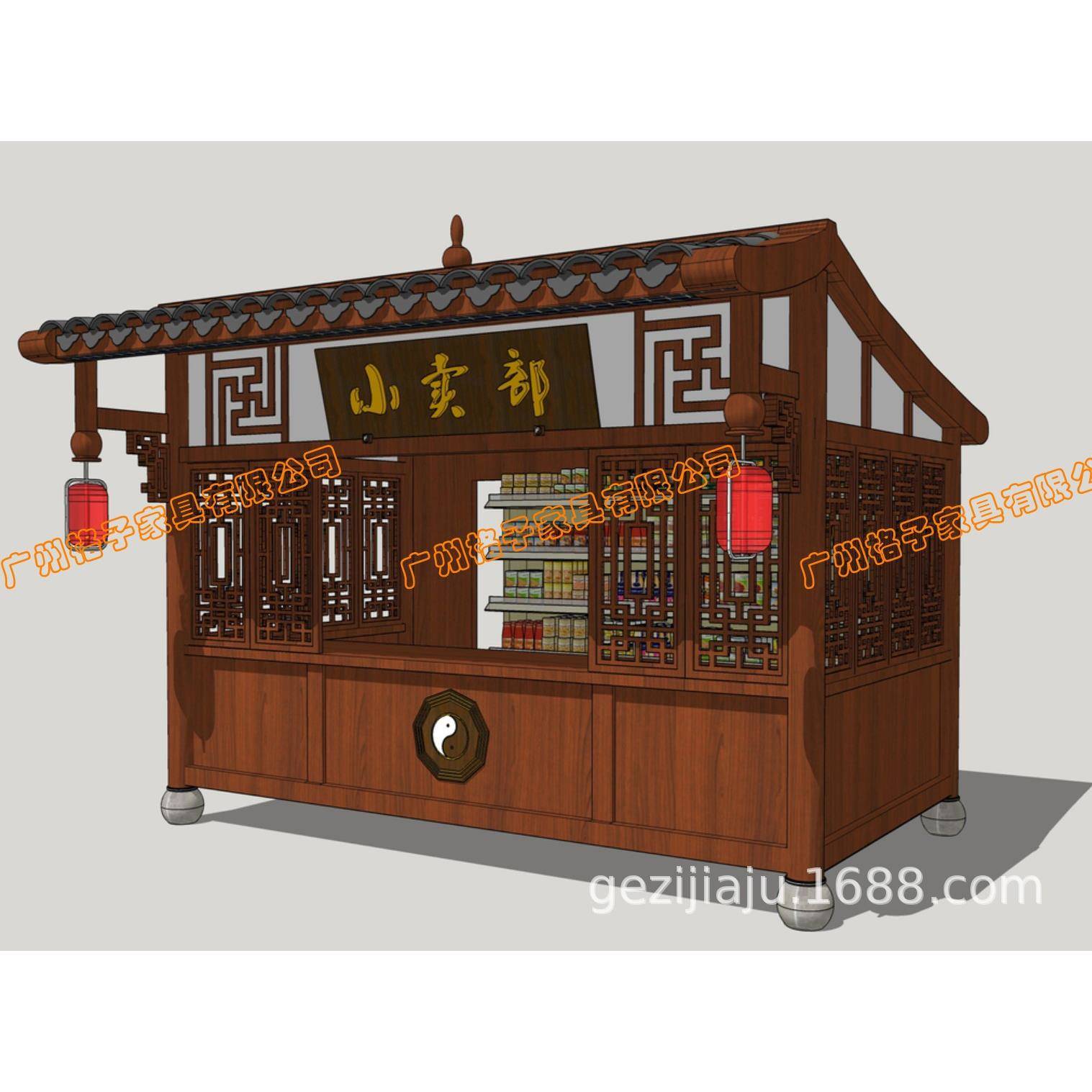 广场仿古售卖亭 复古国潮风餐车 夜市美食街古典花车摊位