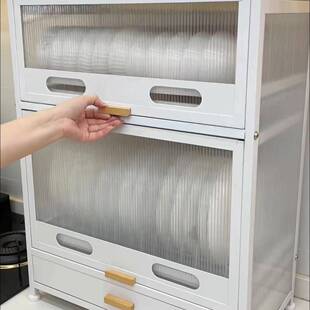 厨房置物架上翻盖碗碟柜台面多功能碗筷沥水架抽屉式多层防尘碗柜