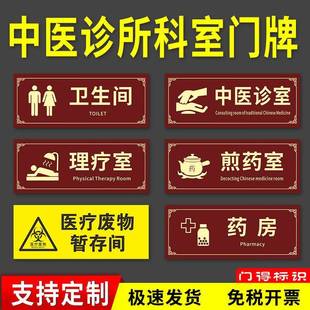 中医诊所门诊室科室门牌煎药中药房理疗室治疗室雪弗板提示标识牌