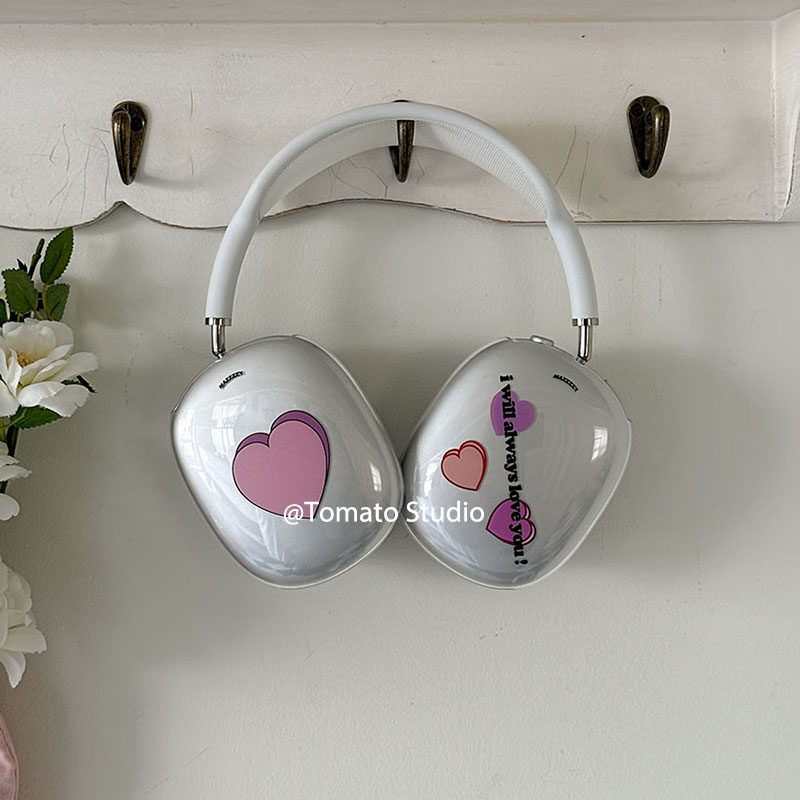 韩国ins新款小众个性简约叠加爱心TPU高透轻薄硅胶软壳适用于Airpodsmax苹果耳机头戴式蓝牙耳机保护套