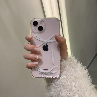 iphone15蝴蝶结丝带英文手机壳