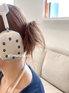 韩国ins少女心小众个性黑色小花朵TPU高透轻薄硅胶软壳适用于Airpodsmax苹果耳机头戴式蓝牙耳机保护套