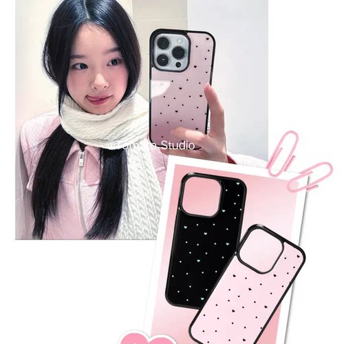 小众Y2K甜妹少女爱心圆点手机壳